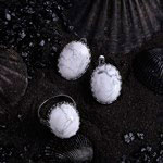 Гарнитур посеребрение 2 предмета: серьги, кольцо, тесьма «Кахолонг», 17,5 размер