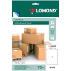 Этикетка самоклеящаяся LOMOND на листе формата А4, 1 этикетка, размер 210х297 мм, белая, 50 листов Этикетка самоклеящаяся LOMOND на листе формата А4, 1 этикетка, размер 210х297 мм, белая, 50 листов