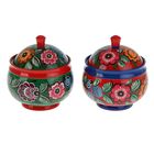 Сахарница, 15 × 12 см, городецкая роспись, микс Сахарница, 15 × 12 см, городецкая роспись, микс