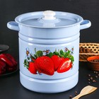 Мантоварка-позница 12 л, 4 вставки, с декором, пластмассовая ручка, цвет серо-голубой Мантоварка-позница 12 л, 4 вставки, с декором, пластмассовая ручка, цвет серо-голубой