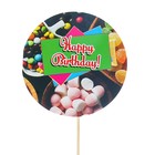 Топпер - открытка "Happy Birthday!" сладости Топпер - открытка "Happy Birthday!" сладости