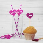 Набор для праздника LOVE, 5 трубочек, 5 шпажек, цвет фиолетовый Набор для праздника LOVE, 5 трубочек, 5 шпажек, цвет фиолетовый