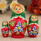 Матрёшка «Синие цветочки», с серёжками, зелёный платок, 3 кукольная, 9 см Матрёшка «Синие цветочки», с серёжками, зелёный платок, 3 кукольная, 9 см
