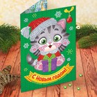 Алмазная вышивка на открытке "Котик" + емкость, стержень с клеевой подушечкой Алмазная вышивка на открытке "Котик" + емкость, стержень с клеевой подушечкой