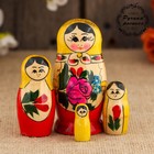 Матрёшка «Семёновская», желтый платок, 4 кукольная, 9 см Матрёшка «Семёновская», желтый платок, 4 кукольная, 9 см