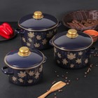 Набор кастрюль "Мелодия", 3 шт: 2 л, 3 л, 4 л, белая эмаль внутри Набор кастрюль "Мелодия", 3 шт: 2 л, 3 л, 4 л, белая эмаль внутри
